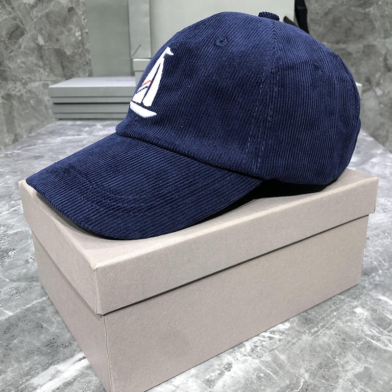Corduroy sailboat embroidered baseball cap