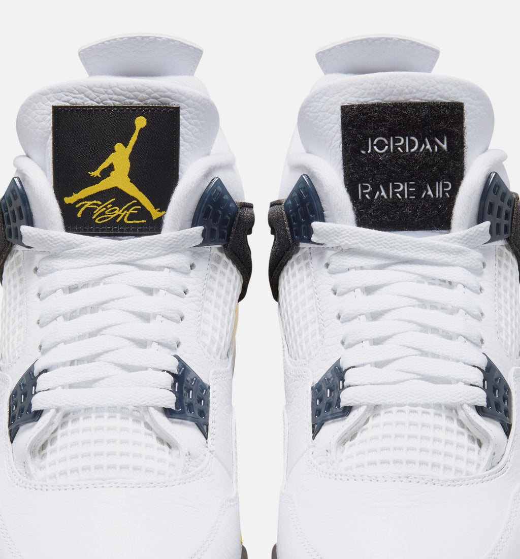Air Jordan 4 Retro Rare Air Tour Yellow Men's Lifestyle Shoes - White / Dark Blue Grey / Black / Tour Yellow