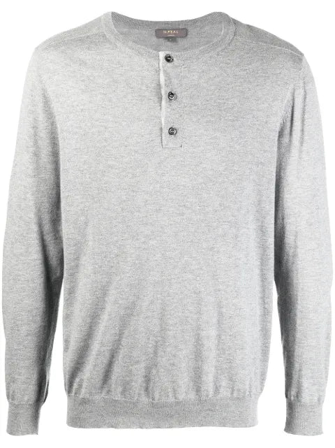 N.Peal crew neck henley sweater