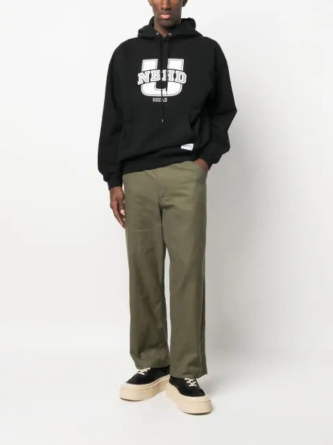 Neighborhood logo-print cotton hoodie