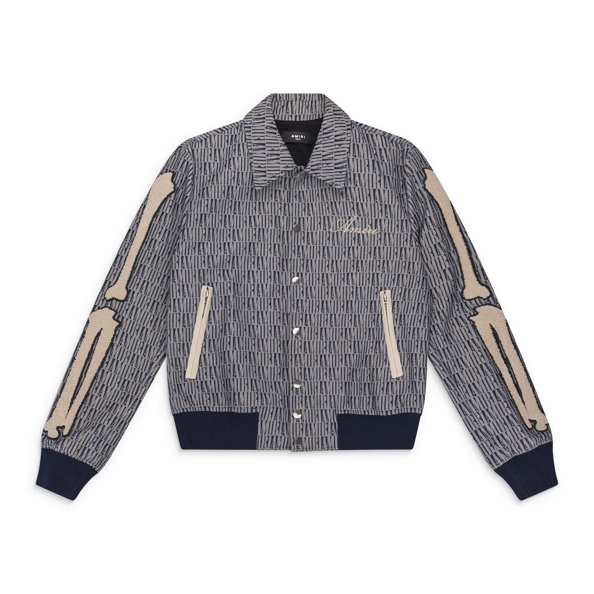Blue Jacquard Bones Bomber