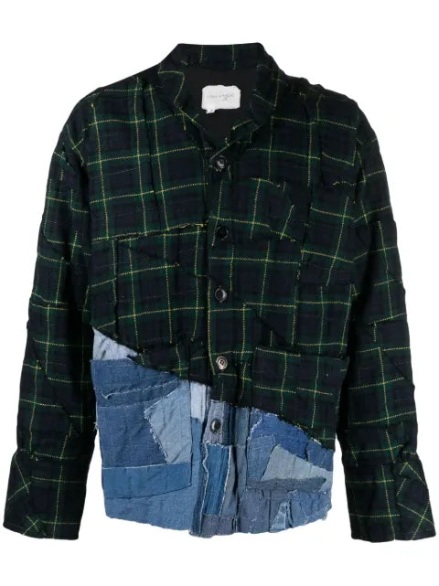 Greg Lauren patchwork cotton shirt jacket