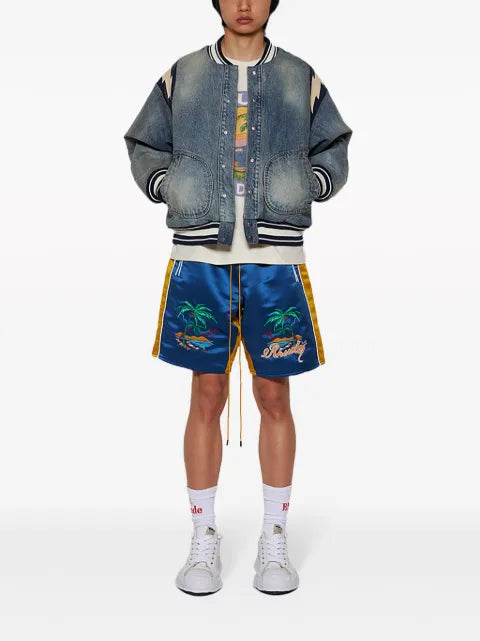 RHUDE Lightening denim bomber jacket