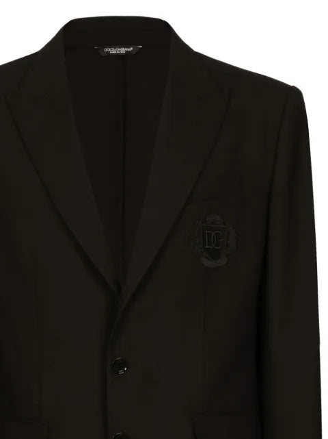 Dolce & Gabbana logo-embroidered single-breasted jacket