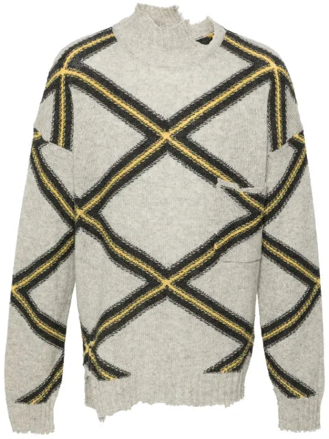 Marni diamond-check distressed jumper