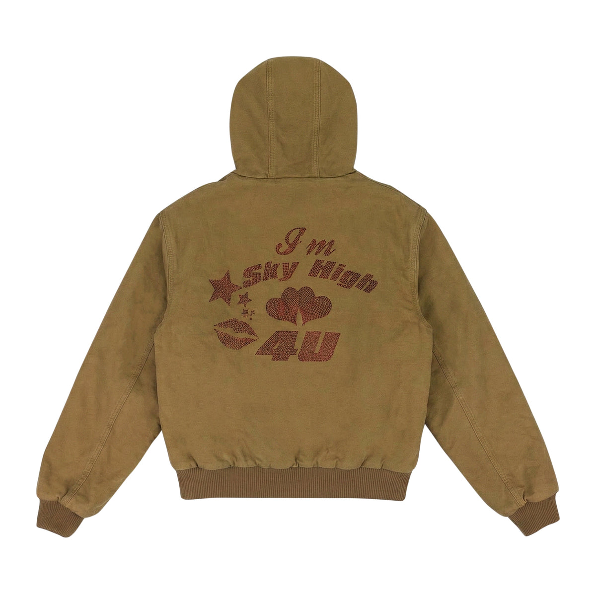Beige Hooded Workwear Jacket
