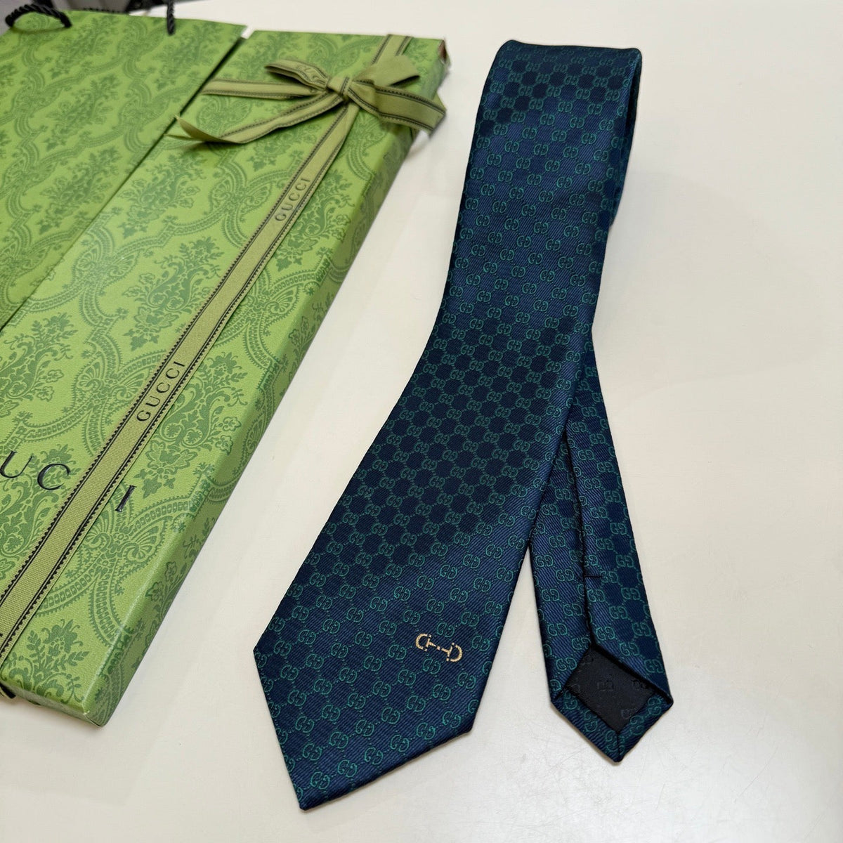 Gucci Style Men's Tonal GG Jacquard Silk Tie