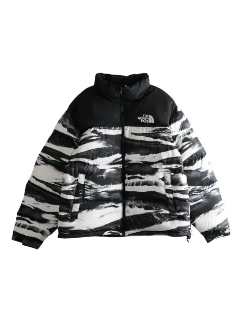 The North Face wave-print puffer jacket