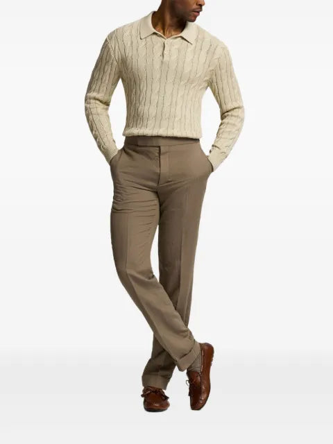 Ralph Lauren Purple Label cable-knit polo sweater