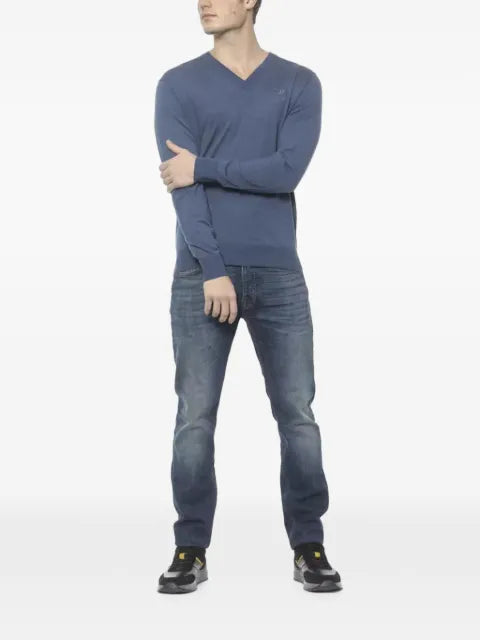 Billionaire embroidered-logo V-neck sweater