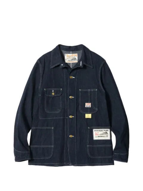 Sugar Cane Jeans contrast-stitch patch-pocket button-down denim jacket