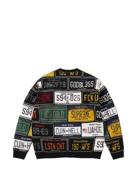 Supreme license-plate-print sweater