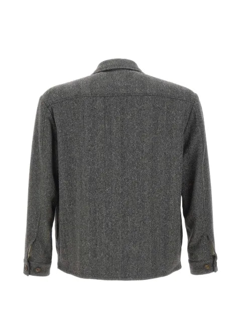 Eleventy herringbone-pattern wool-blend shirt jacket