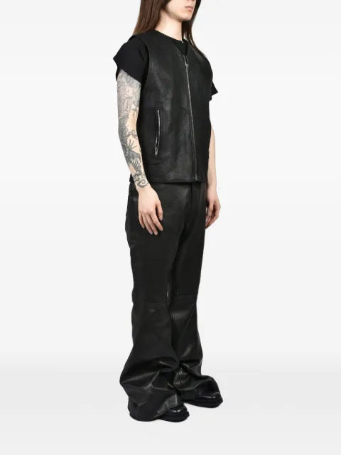 DET BLEV SENT zip-up leather vest