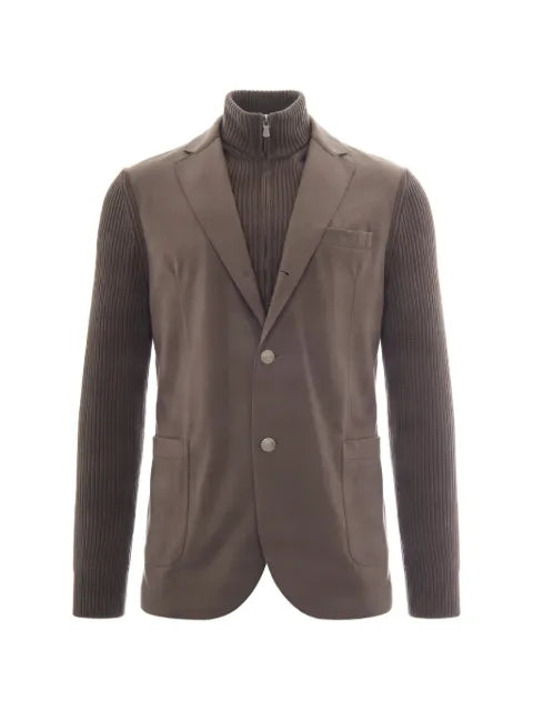 Eleventy panelled knit-sleeve jacket