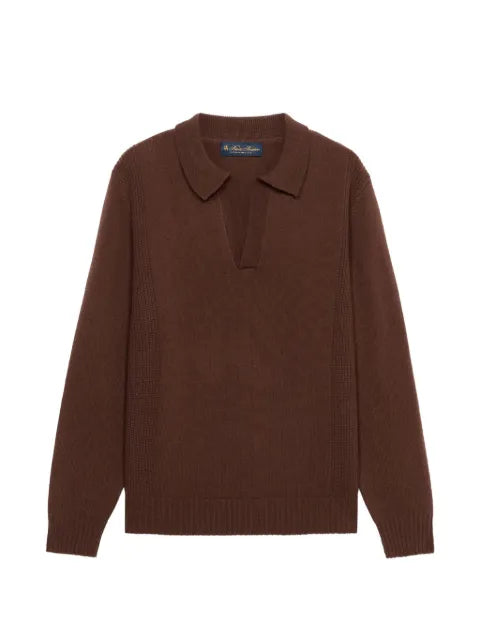 Brooks Brothers open-collar ribbed-trim sweater