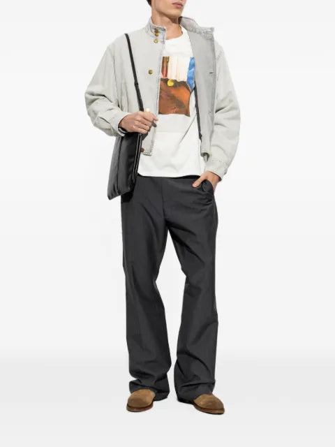 Jil Sander insulated denim jacket with stand collar
