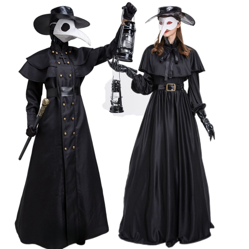 Halloween Men & Women Plague Doctor Cosplay Medieval Couple Party Sets