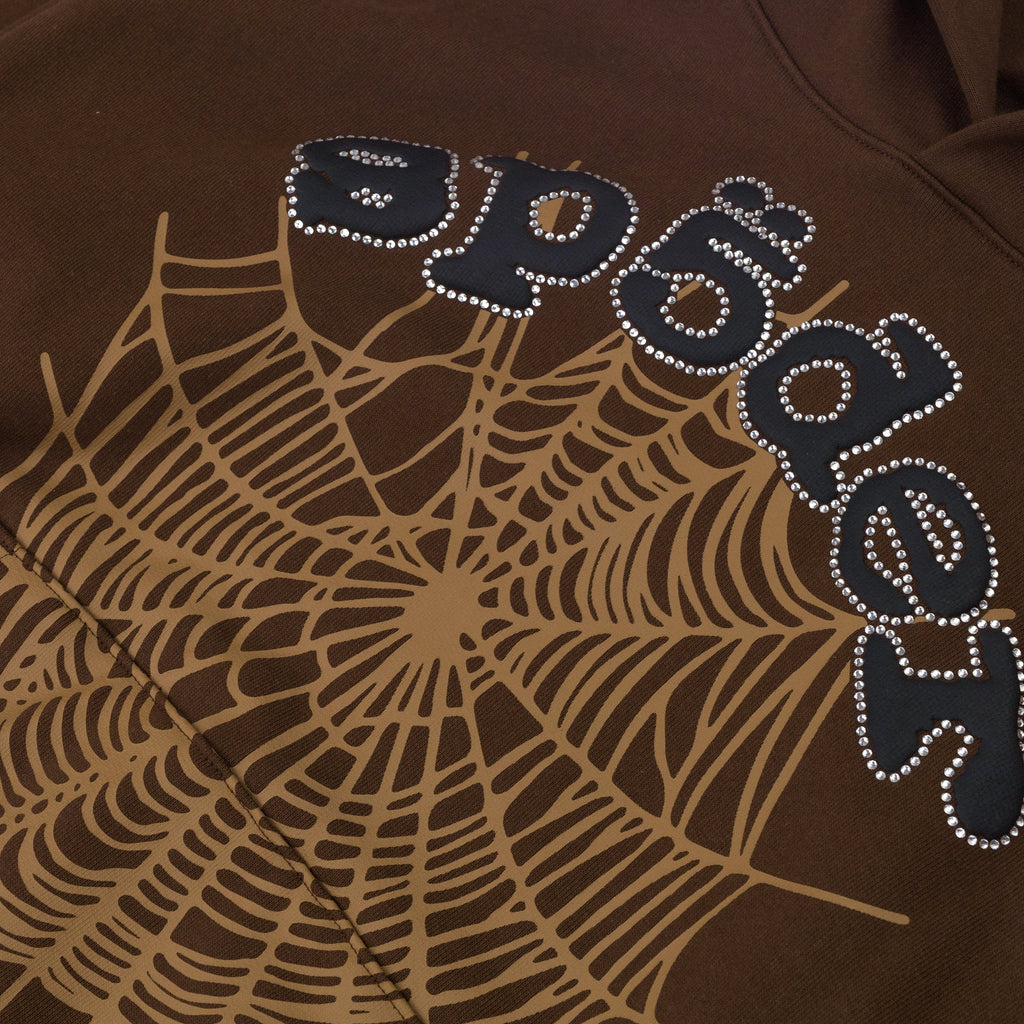 Brown Rhinestone Og Web Hoodie
