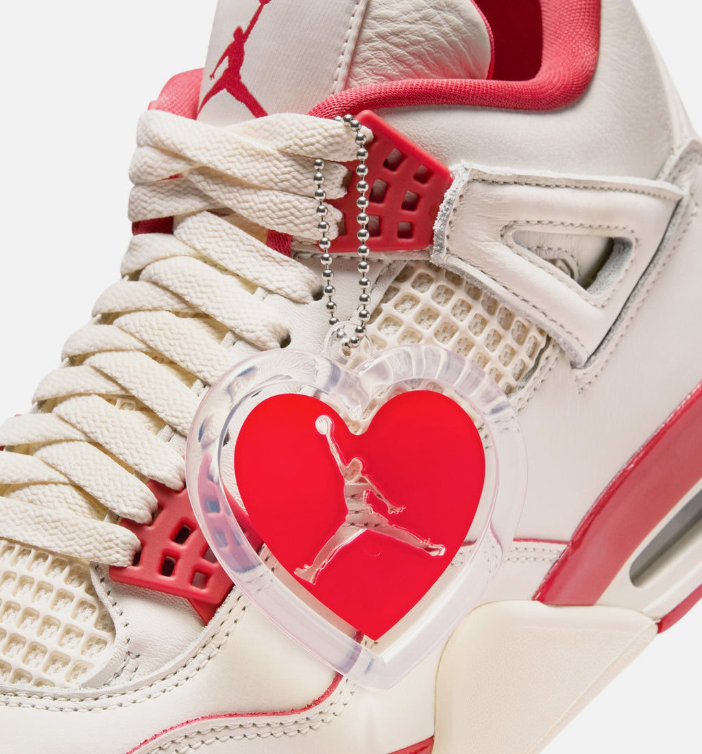 Air Jordan 4 Retro Valentine's Day Women's Shoes - Pale Ivory Sierra Red Tough Red