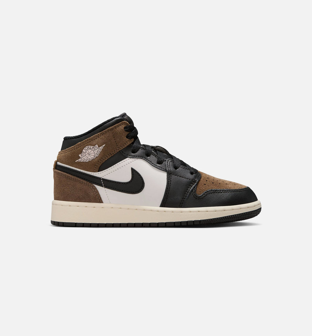 Air Jordan 1 Mid GS Sneakers | Black/Phantom/Palomino/University Red