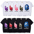 Bape Multi Pattern Camo Ape Head Graphic Oversized Tee Streetwear