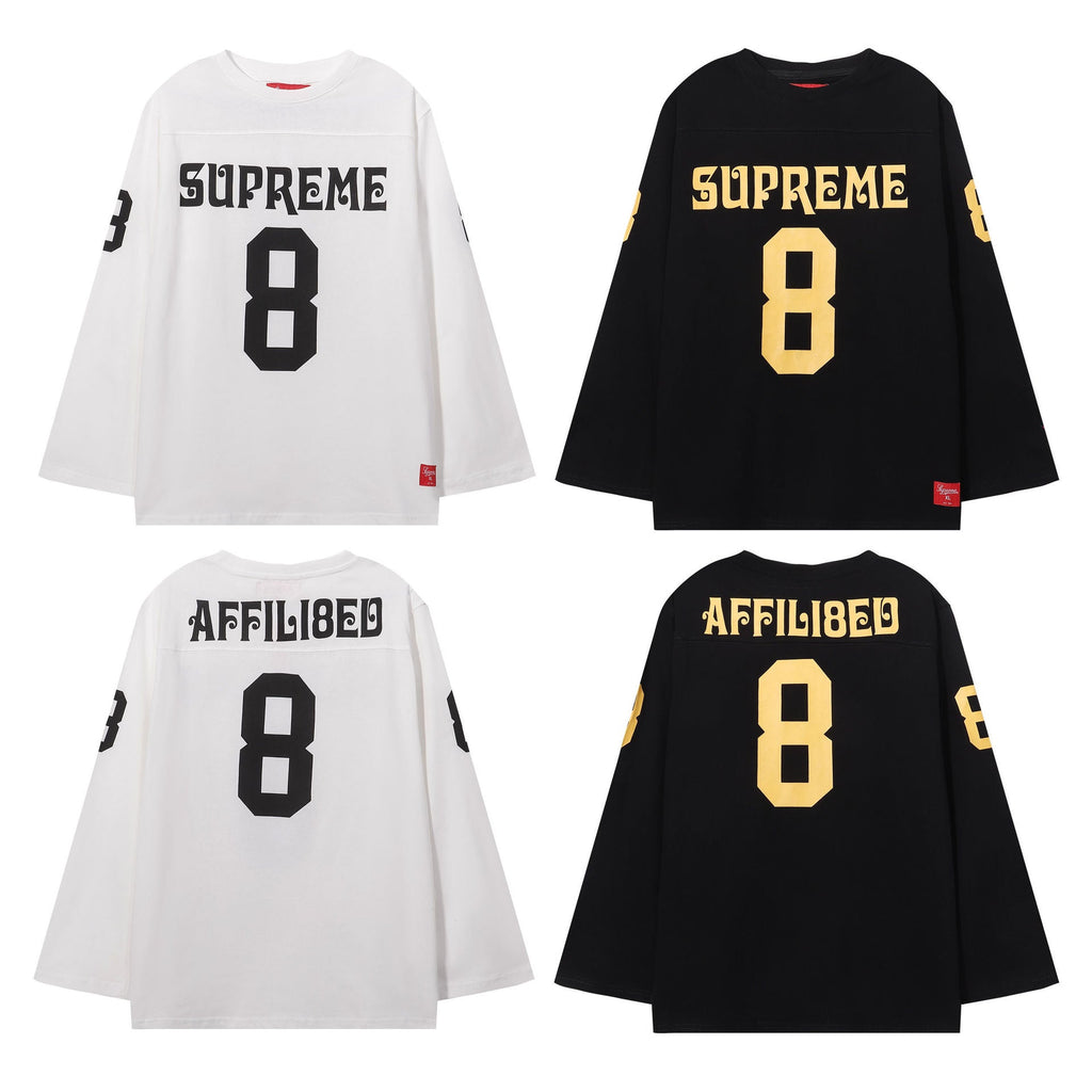 Supreme Multi‑Style Number Print Oversized Long Sleeve Tee Streetwear
