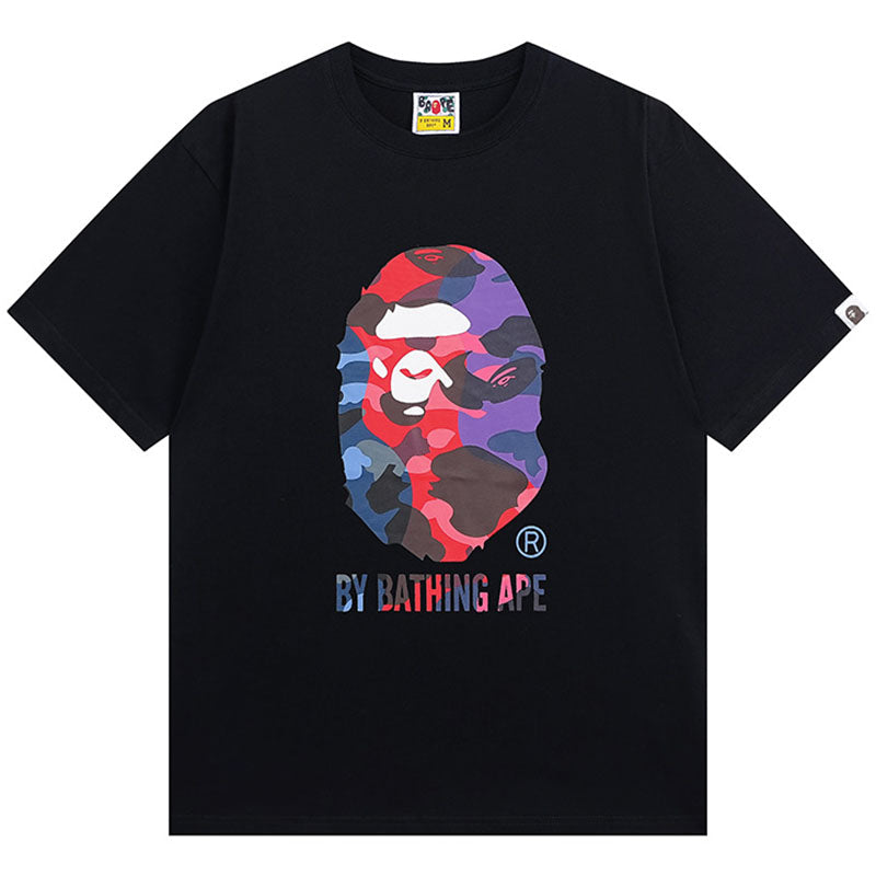 BAPE Multicolor Camo Ape Head Men's T-Shirt - Black