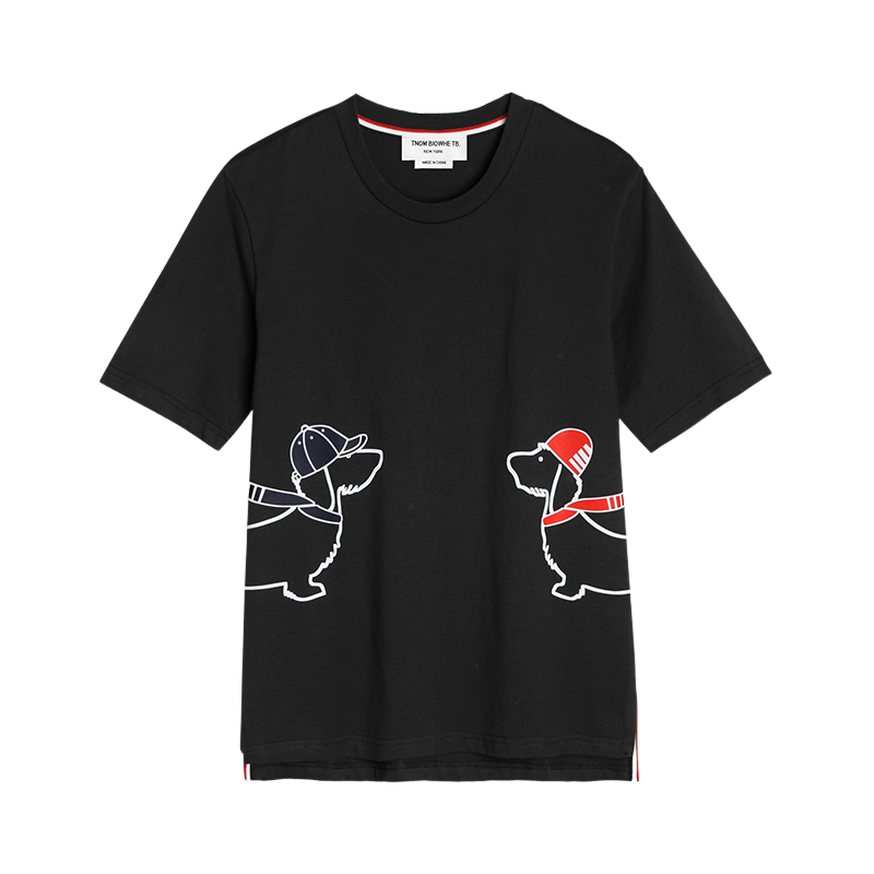 Men's Classic Four-Bar Couple Puppy Dog T-Shirt - 100% Cotton Made in Japan | Thom Browne