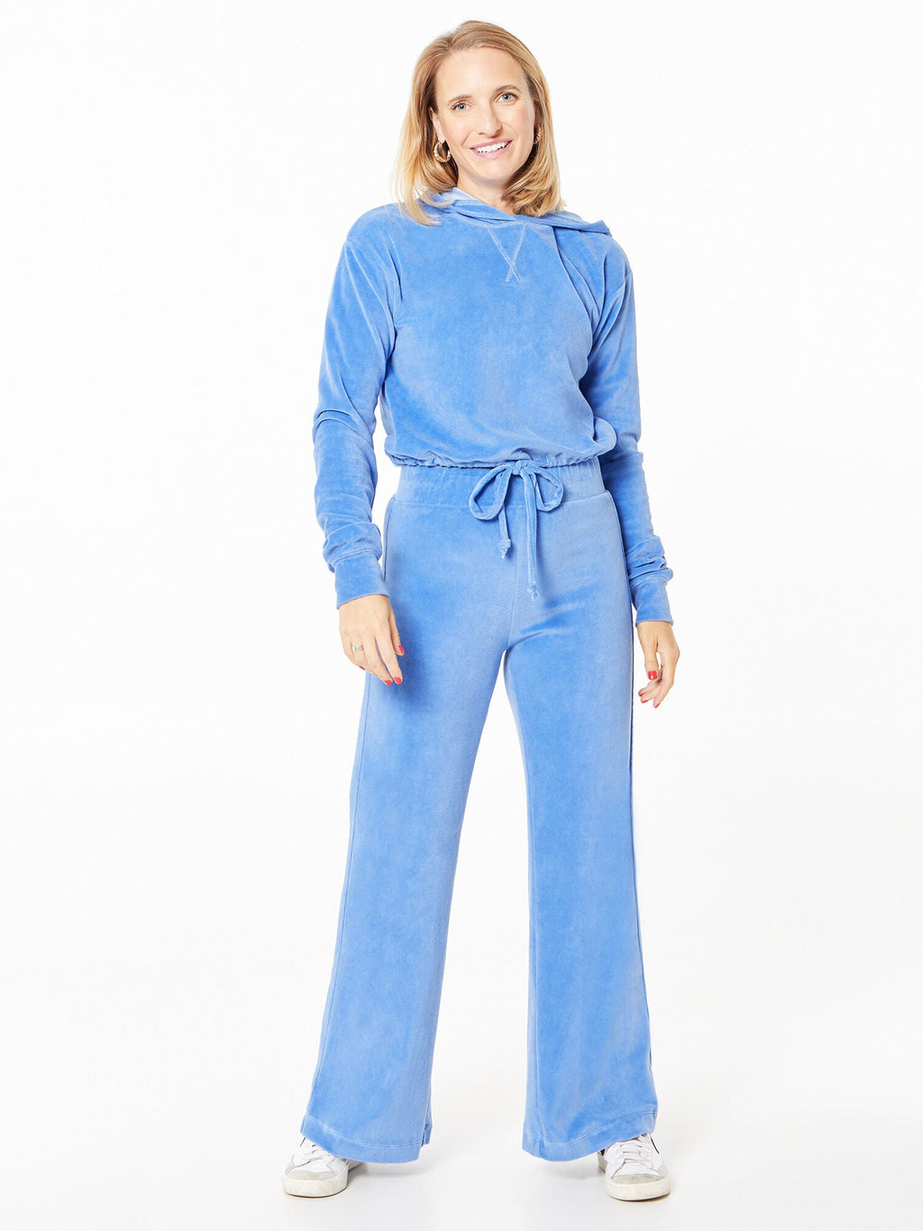 VELOUR WIDE LEG PANT BLUE