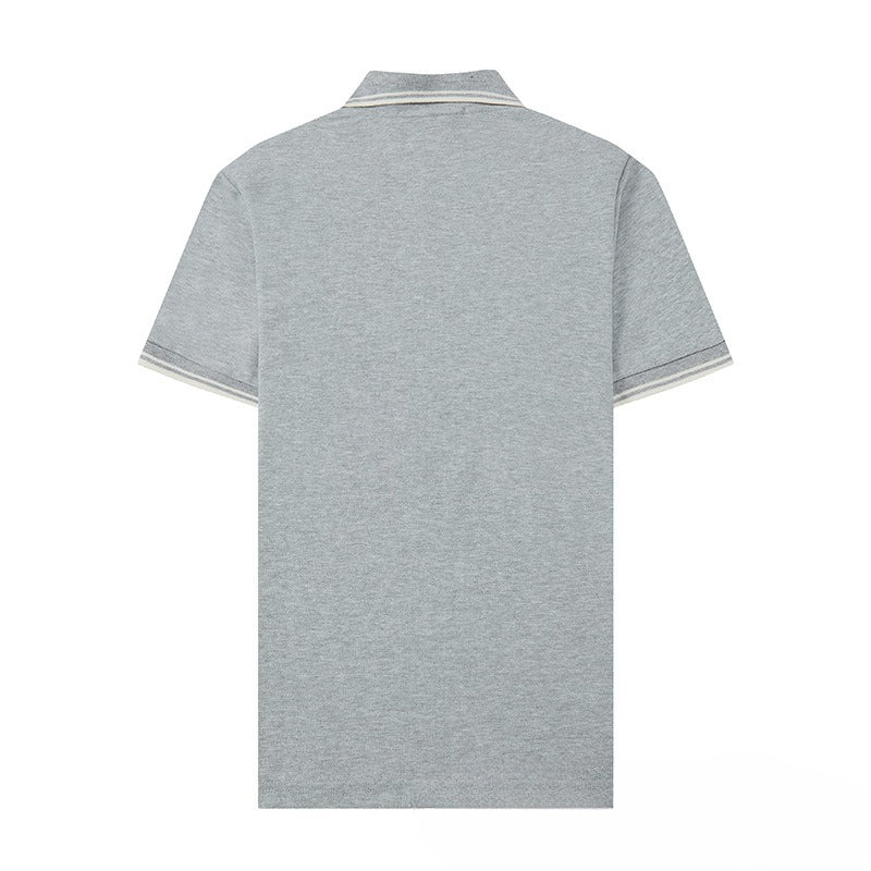 Stone Island Compass Patch Striped Collar Short Sleeve Polo Streetwear