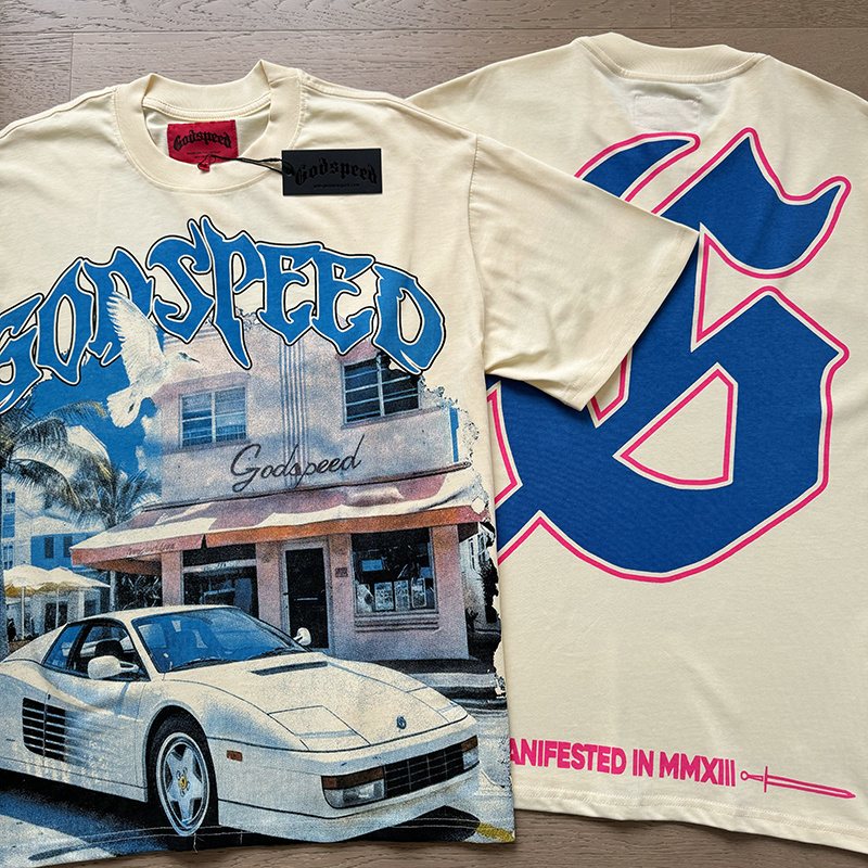 Godspeed Cream Front & Back Graphic T-Shirt