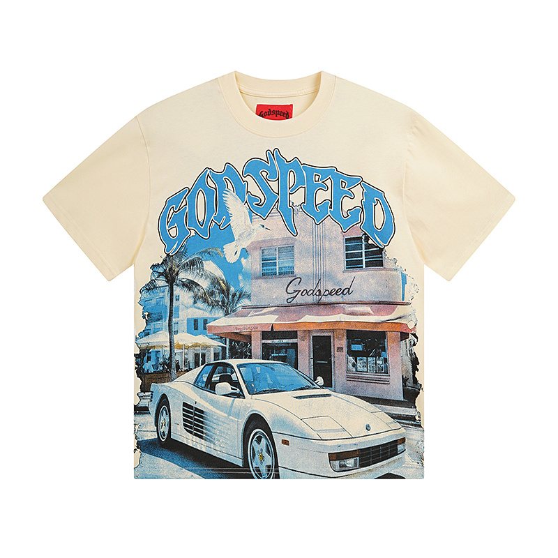 Godspeed Cream Front & Back Graphic T-Shirt