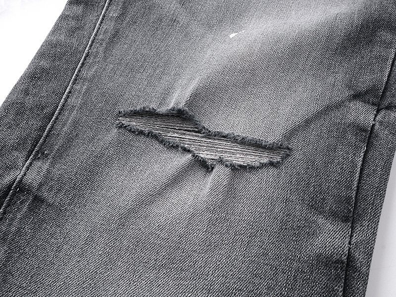 Purple Brand Grey Paint-Splatter Flared Jeans