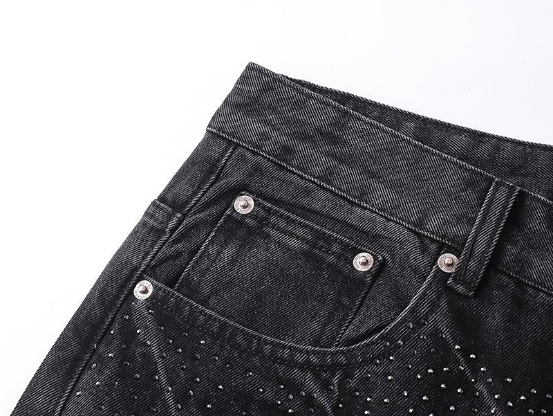 Purple Brand Black Rhinestone Washed Jeans
