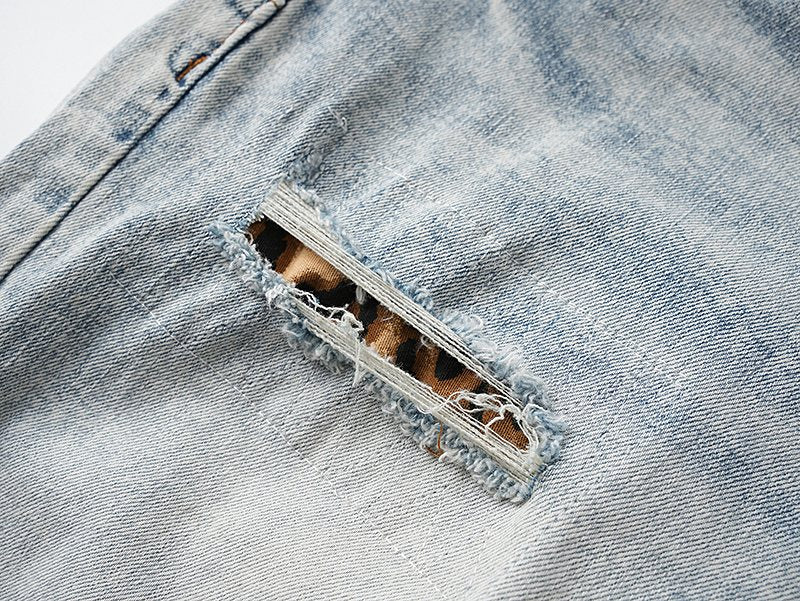 Purple Brand Light Blue Distressed Denim Shorts