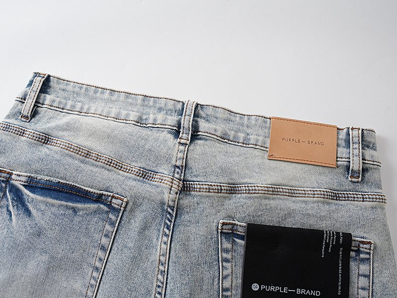 Purple Brand Light Blue Distressed Denim Shorts