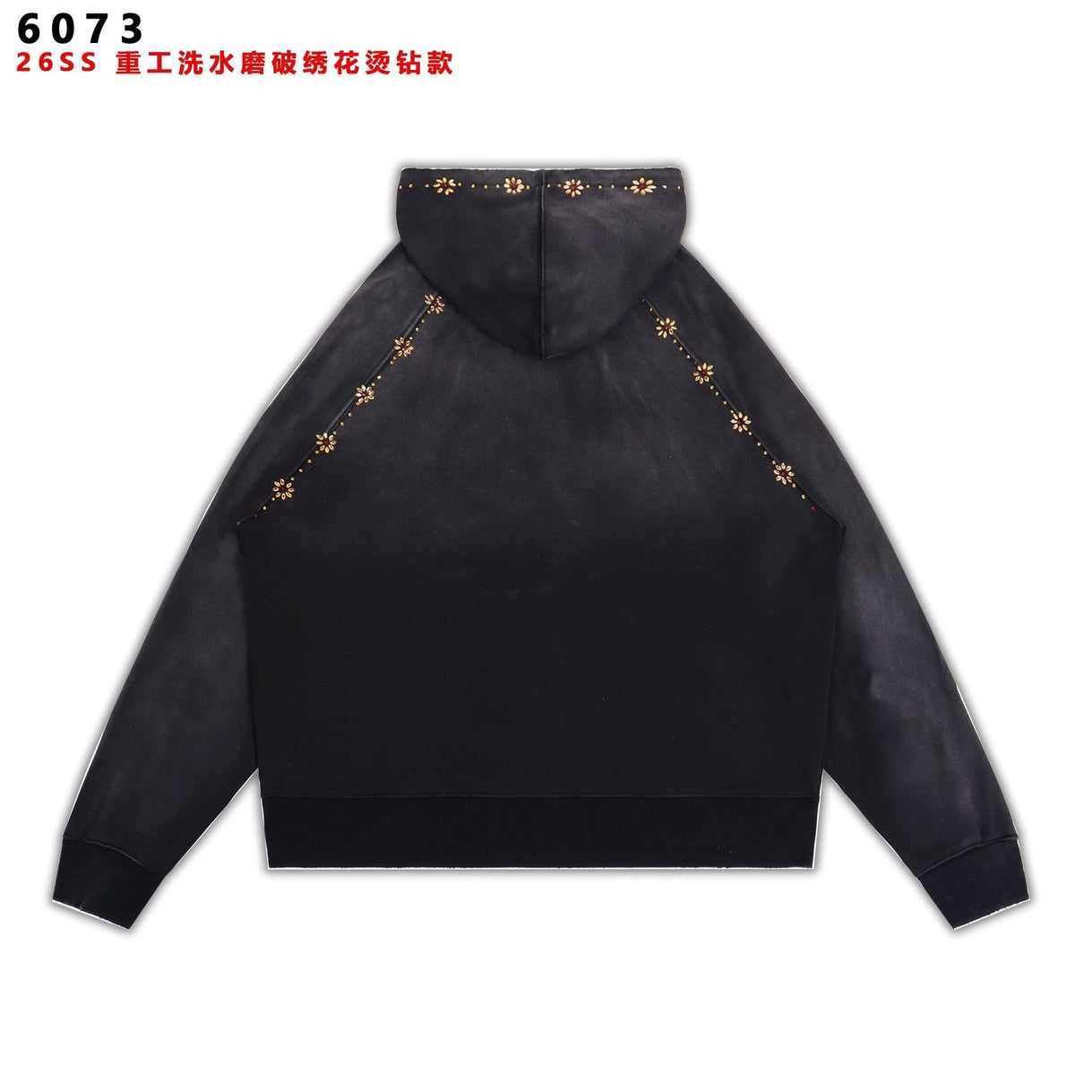 Valley Dreams Washed Black Collegiate Crest Zip Hoodie