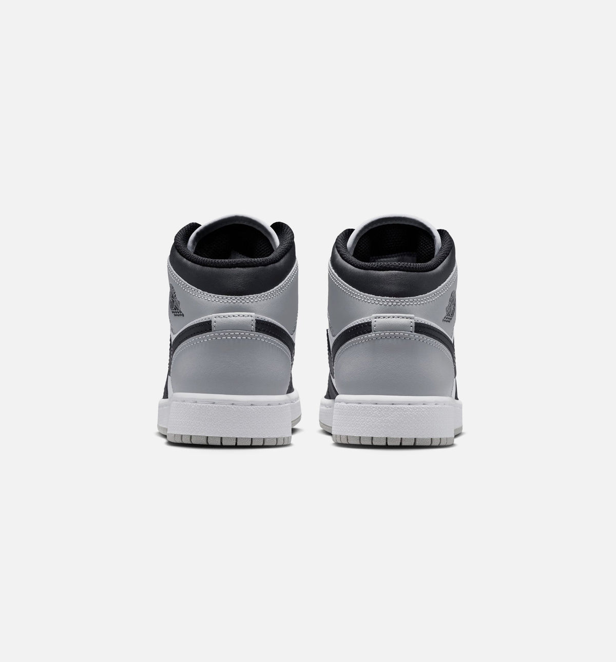 Air Jordan 1 Mid Grade School Lifestyle Shoes - White Light Smoke Grey Black