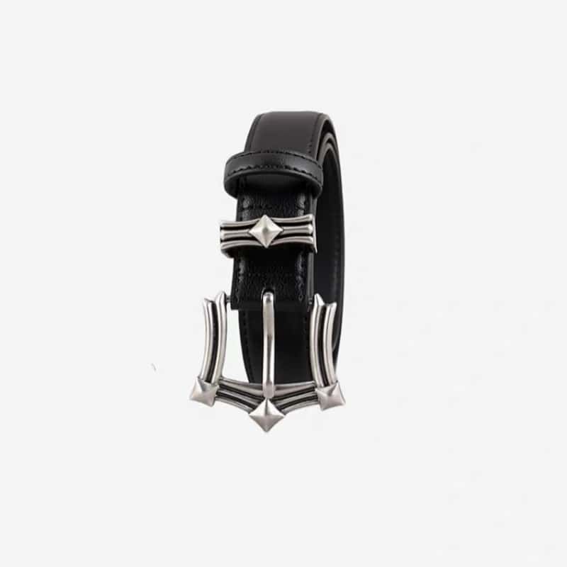 Chrome Hearts Vintage Punk Metal Buckle Leather Belt Unisex Accessory