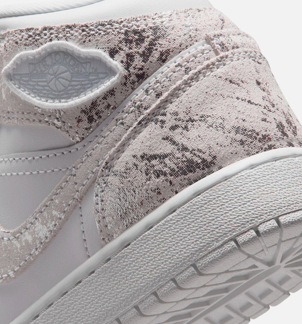 Air Jordan 1 Mid SE Grade School Sneakers - White / Silver