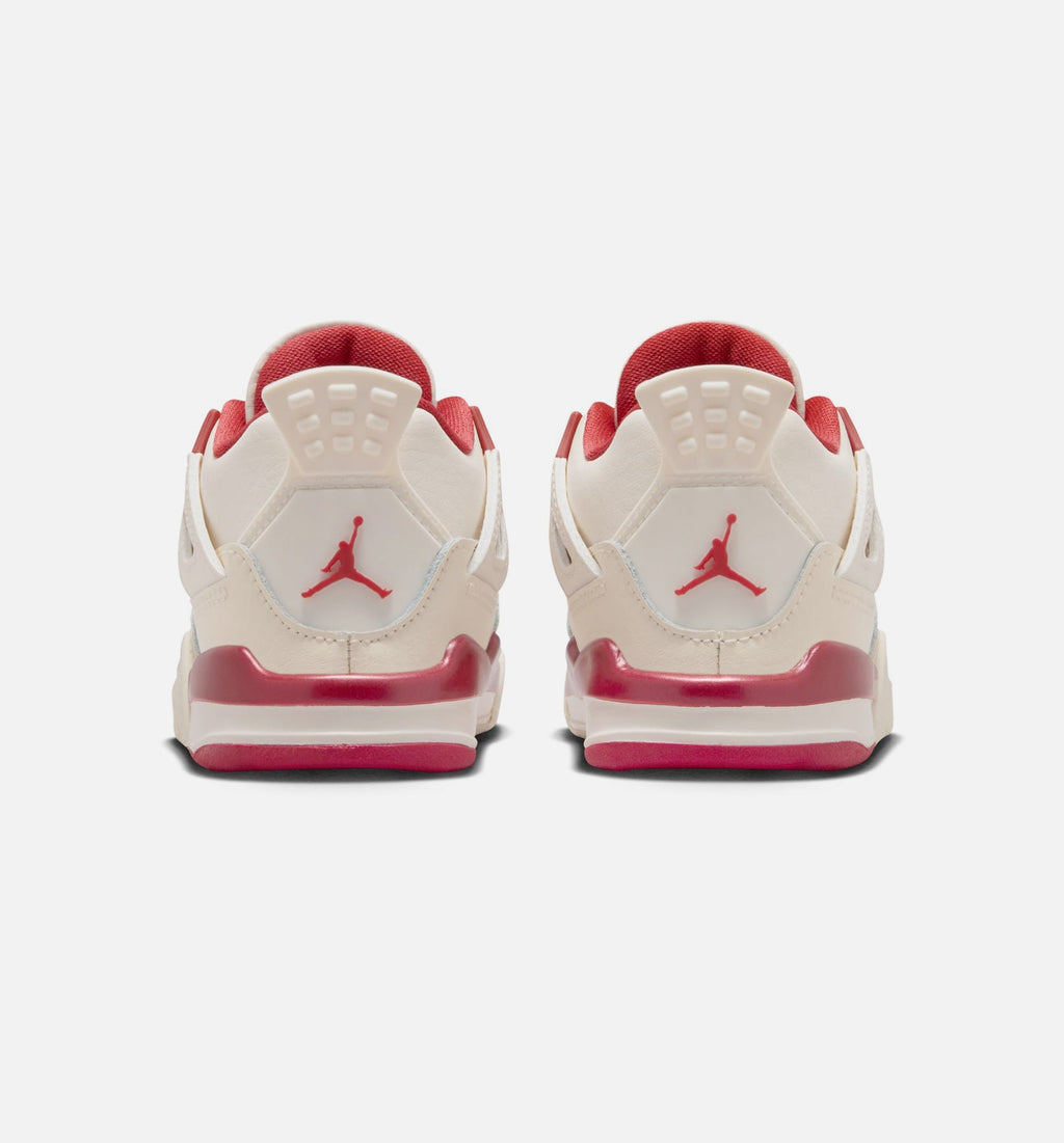 Air Jordan 4 Retro 'Valentine's Day' Infant Toddler Lifestyle Shoes | Pale Ivory / Sierra Red / Tough Red