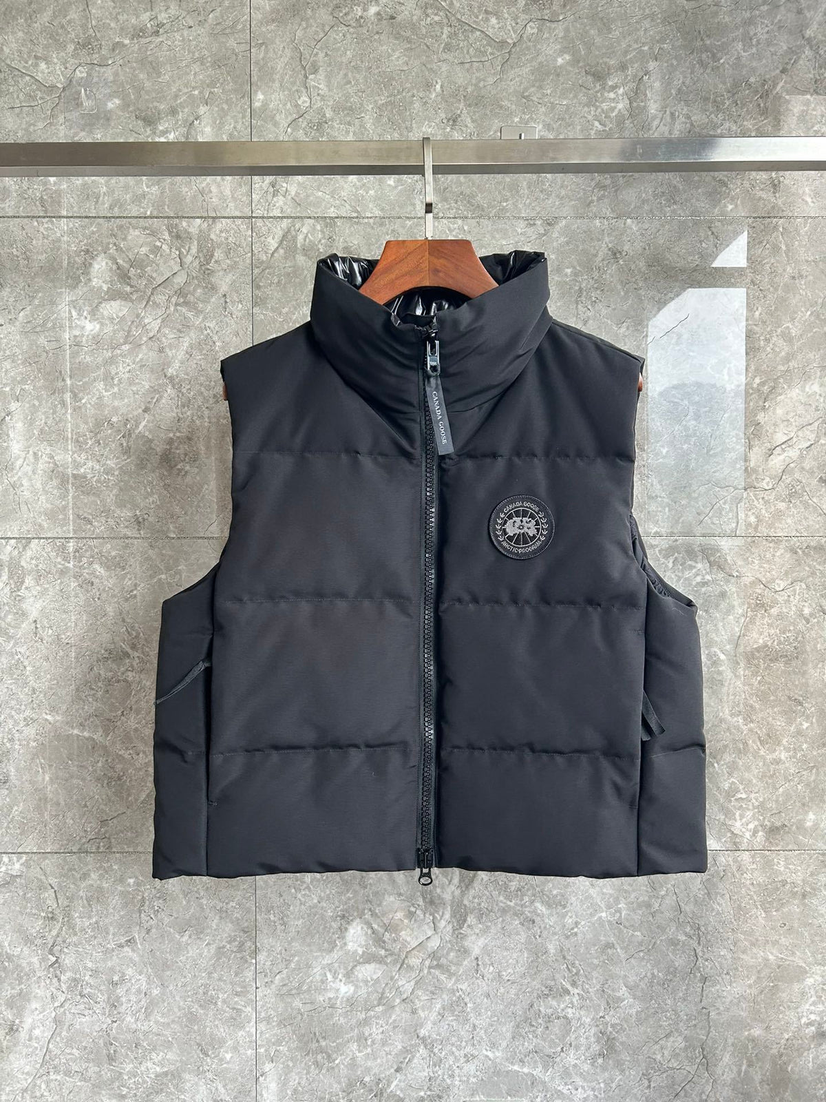 Canada Goose Puffer Vest in Black with Stand Collar
