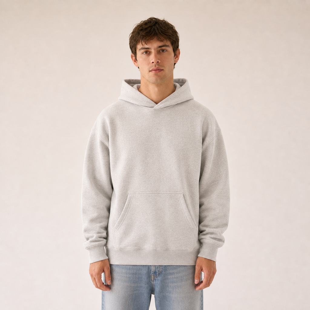 Forward, Always Ultra Heavyweight Hooded Sweatshirt: Light Grey Marl