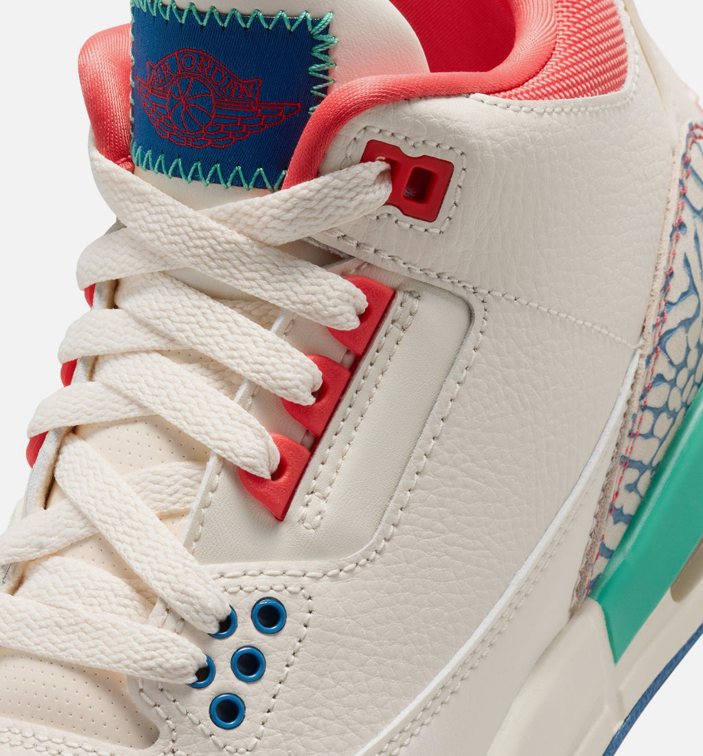 Air Jordan 3 Retro Play Your Way Grade School Lifestyle Shoes - Chalk/Track Red/True Blue/Kinetic Green