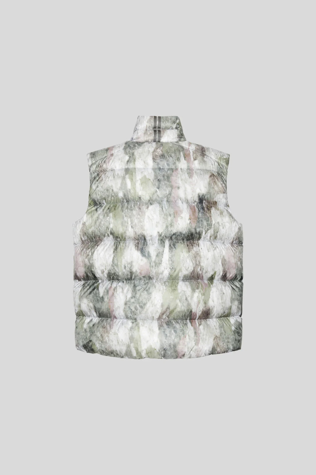 Canada Goose Puffer Vest in Gray Green and White with Abstract Print
