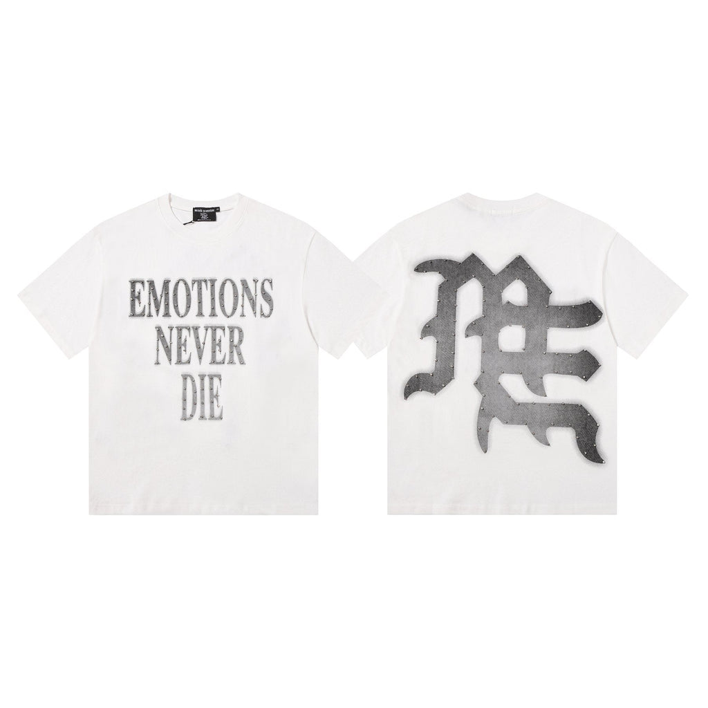 MIXED EMOTION Never Die Monogram Graphic T-Shirt