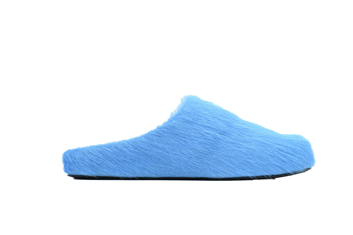 MARNI Long-Hair Calfskin Fussbett Sabot Blue