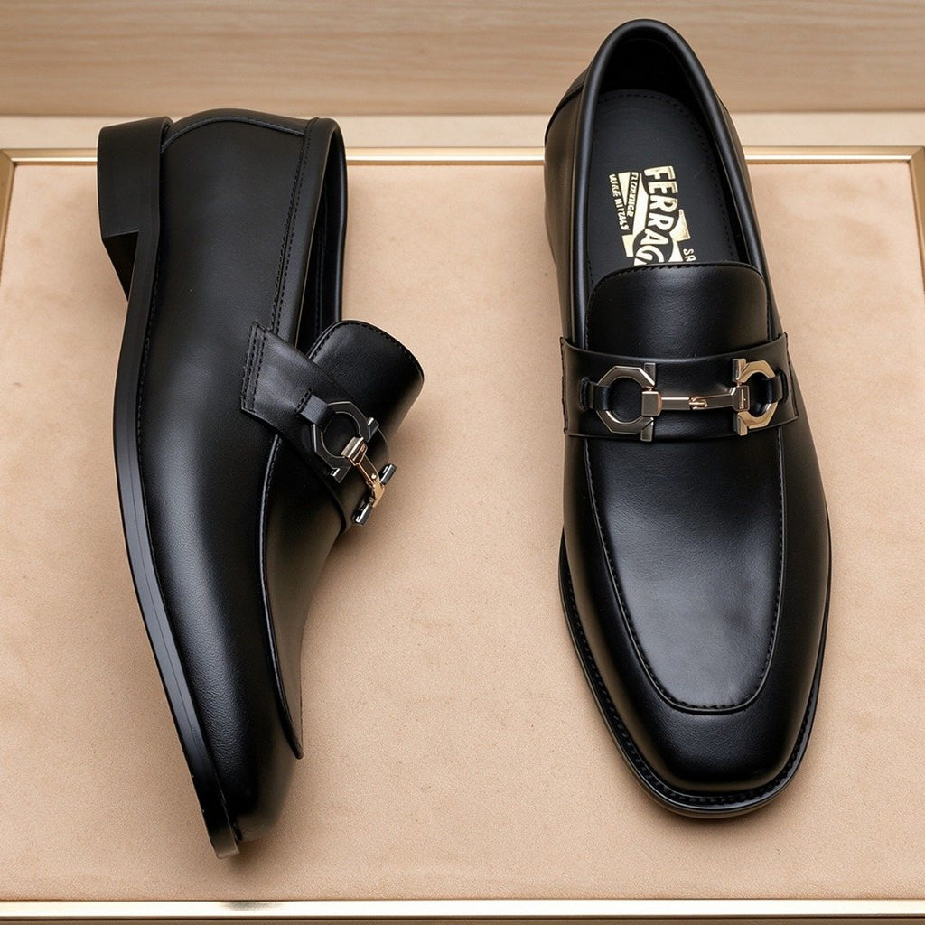 Ferragamo Black Bit Loafers