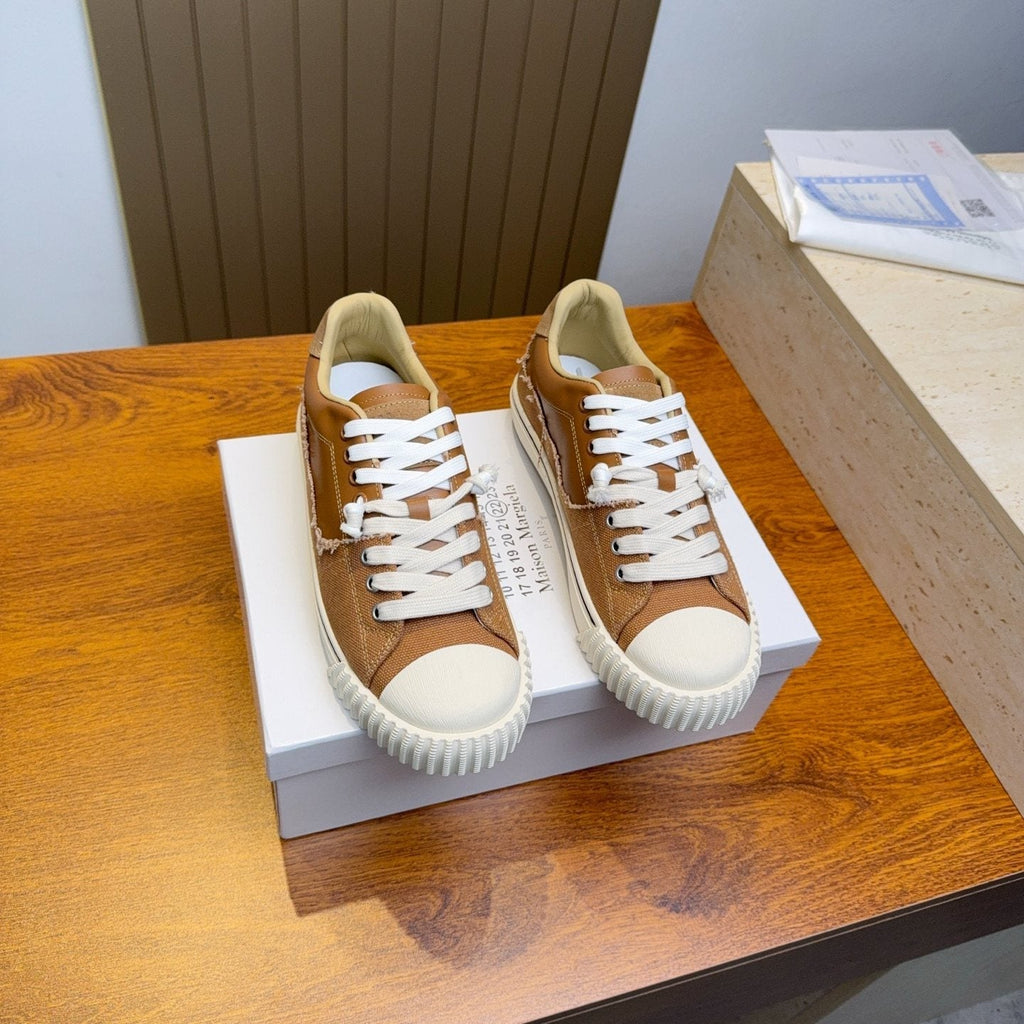 Maison Margiela Brown Off-White Low-Top Sneakers